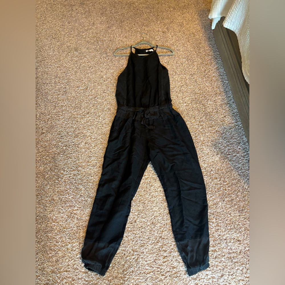 Black Jumpsuit Waist tie and cutout in back size Medium